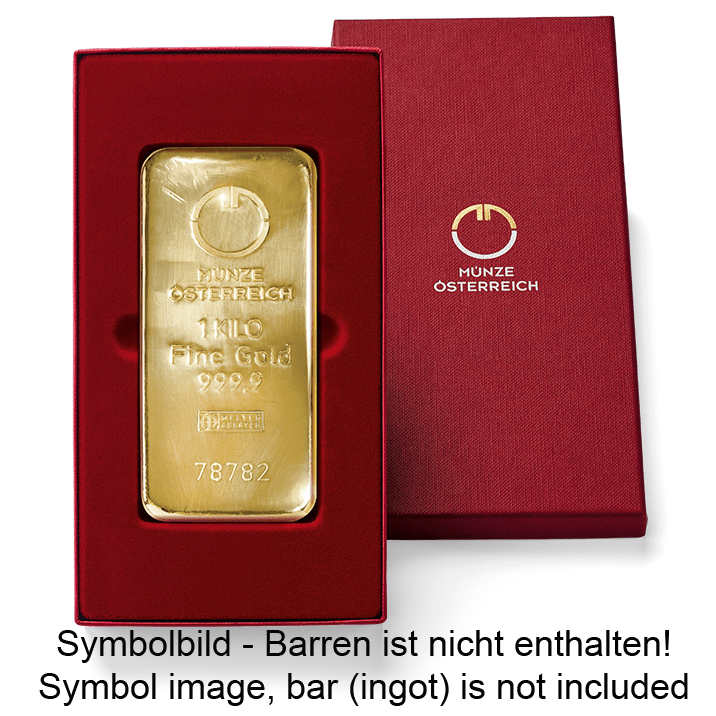 Barrenverpackung 1000 Gramm (1 Kilo) Goldbarren